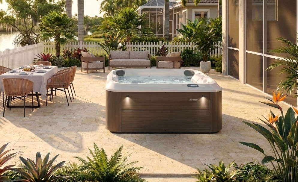 Jacuzzi® J-225 installed in a backyard